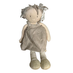 Famiglia Mamas N Papas Cloth Rag Doll Plush Girl Freckles Linen Dress Bow Hair